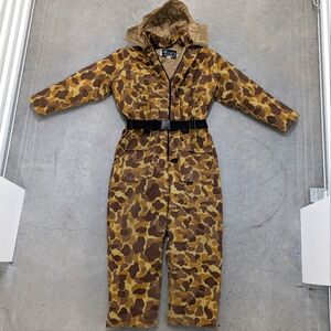 VTG Mount'n Prairie duck camo coverall snow suit with detachable hood size large
